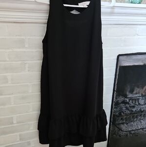 LOFT Classic Black Dress With Double Ruffle